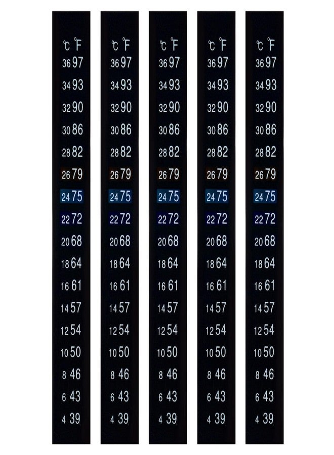 PATIKIL Aquarium Thermometer Sticker, 5Pcs Fish Tank Thermometer Stick On Betta Fish Tank Digital Water Temperature Strips Adhesive for Terrarium Tank Brewing Wine, 4-36℃ - Image 1