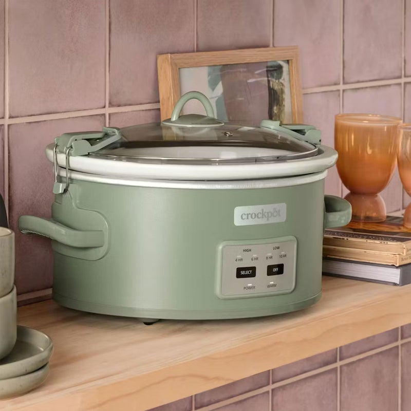 Crock-Pot Locking Lid 6qt Cook and Carry Programmable Slow Cooker Moonshine Green (Green) - Image 5
