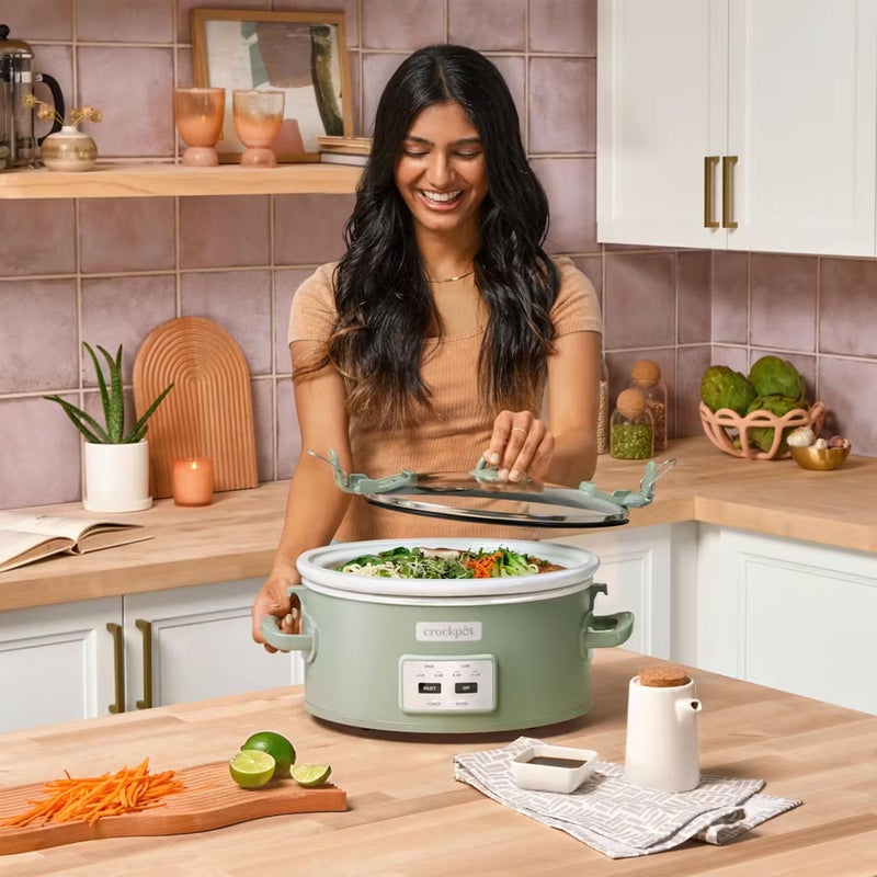 Crock-Pot Locking Lid 6qt Cook and Carry Programmable Slow Cooker Moonshine Green (Green) - Image 2