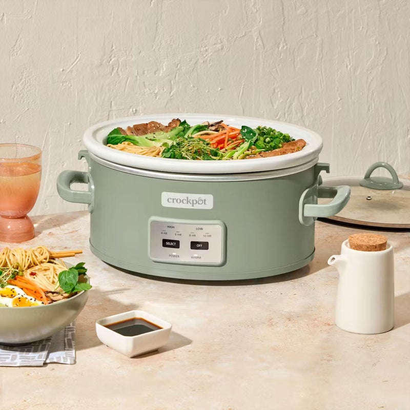 Crock-Pot Locking Lid 6qt Cook and Carry Programmable Slow Cooker Moonshine Green (Green) - Image 4
