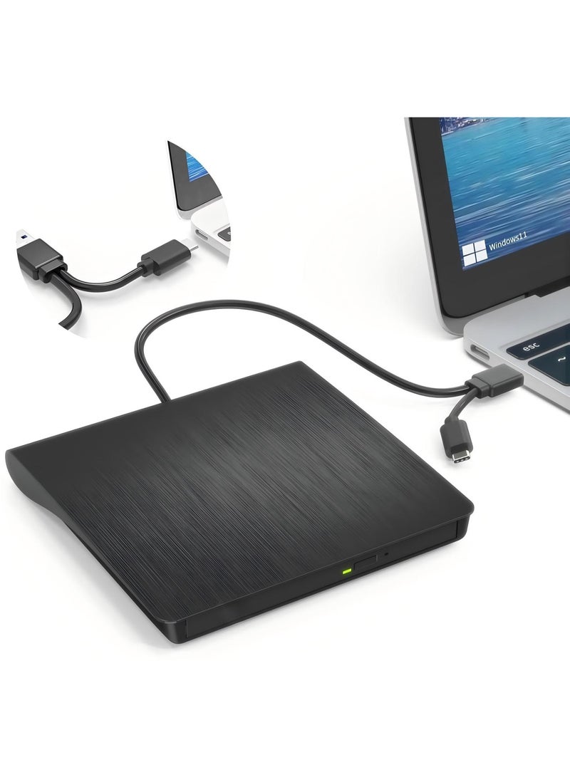 Multi-function External Optical Drive, External CD/DVD Drive for Laptops, Type C CD Burner, Dual Ports, No Need to Drive, Compatible with Mac, Windows XP/10/8/7 - Image 1