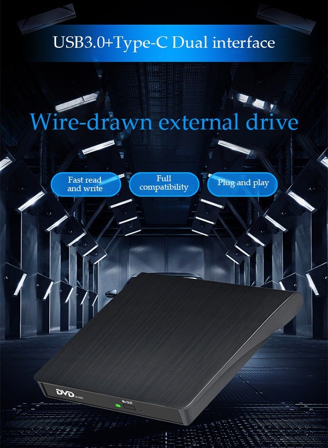 Multi-function External Optical Drive, External CD/DVD Drive for Laptops, Type C CD Burner, Dual Ports, No Need to Drive, Compatible with Mac, Windows XP/10/8/7 - Image 3