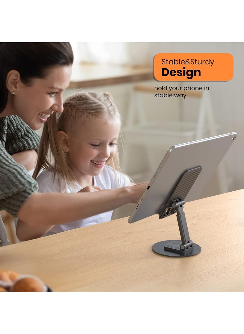 NNEWVANTE - Adjustable Phone Stand for Desk - Aluminum Foldable Cellphone Tablet Holder with 360°Rotating Base,Cradle Dock for iPhone 14 Pro Max Plus,13 12 Pro Max,Galaxy S22 S21, More 4"-8"Phones-Black - Image 1