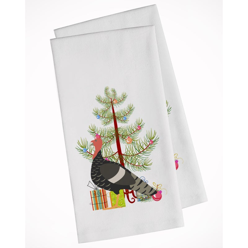 Caroline's Treasures Marragansett Turkey Christmas White Kitchen Towel Set of 2 