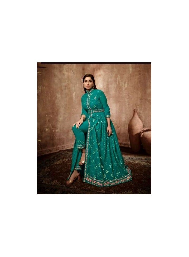 Readymade heavy embroidery dress with dupatta  - Image 1