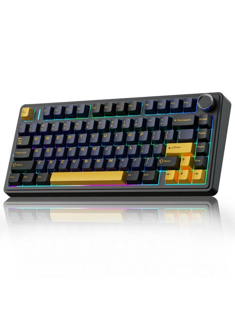 F75 Gasket Mechanical Keyboard, 75% Wireless Hot Swappable Gaming Keyboard with Five-Layer Padding&Knob, Bluetooth/2.4GHz/USB-C, RGB (Black, LEOBOG Reaper Switch)