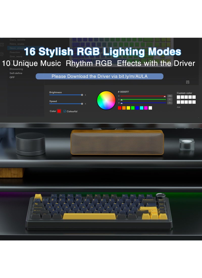F75 Gasket Mechanical Keyboard, 75% Wireless Hot Swappable Gaming Keyboard with Five-Layer Padding&Knob, Bluetooth/2.4GHz/USB-C, RGB (Black, LEOBOG Reaper Switch)