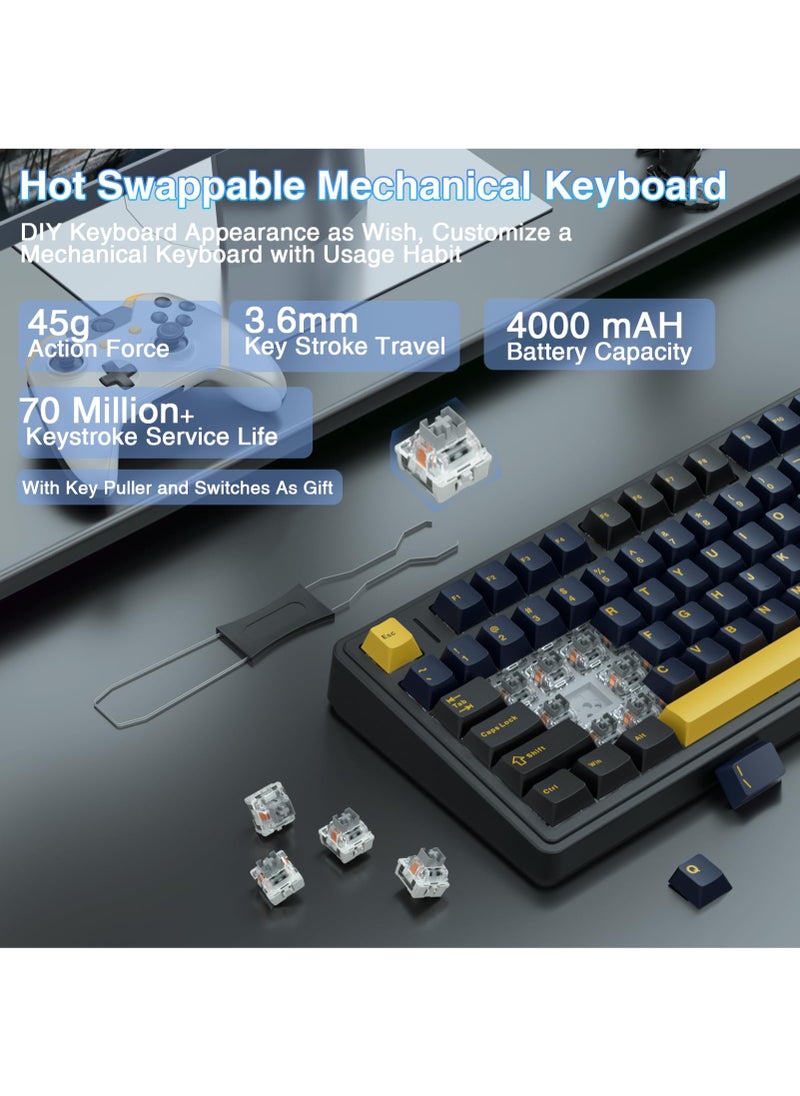 F75 Gasket Mechanical Keyboard, 75% Wireless Hot Swappable Gaming Keyboard with Five-Layer Padding&Knob, Bluetooth/2.4GHz/USB-C, RGB (Black, LEOBOG Reaper Switch)