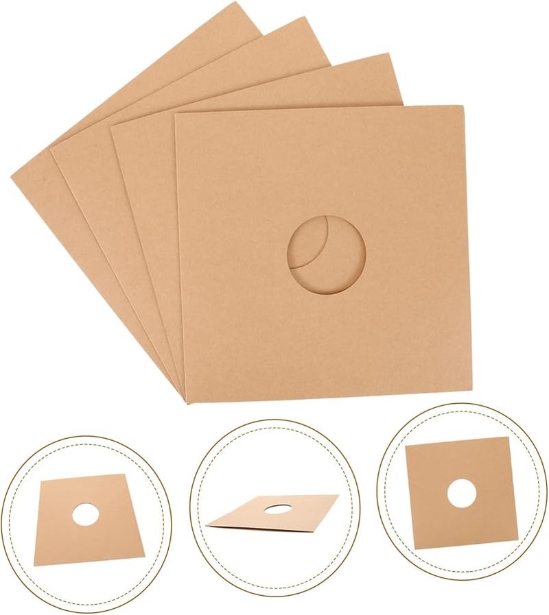 PRETYZOOM 4 Pack Vinyl Record Storage Case Kraft Paper Sleeves Thick Cardboard Protector - Image 5