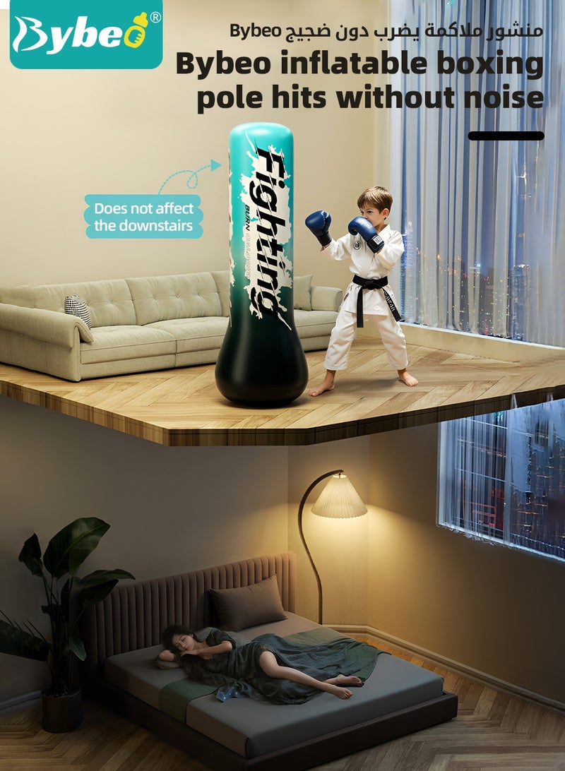 Bybeo Inflatable Kids Punching Bag, Children Boxing Bag, Freestanding Punching Bag for Kids Adults, Inflatable Boxing Bag with A Pair of Children's Boxing Gloves and Air Pump, for Practice Karate, Taekwondo, 150CM - Image 4