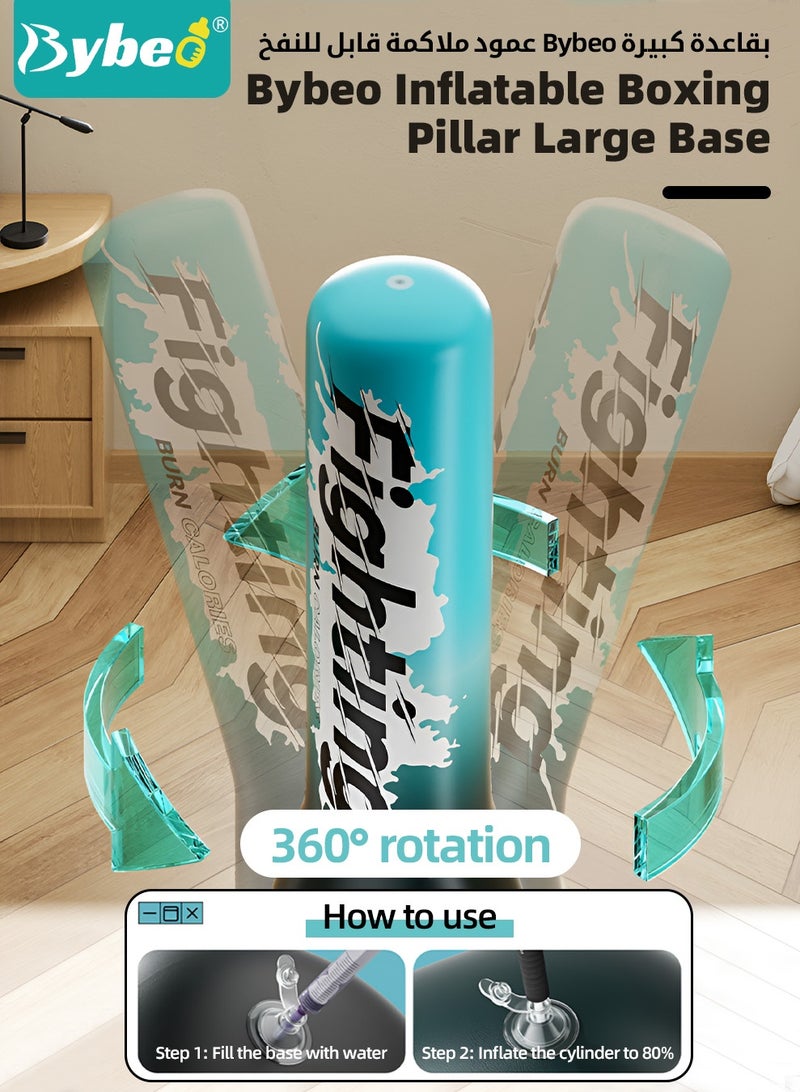 Bybeo Inflatable Kids Punching Bag, Children Boxing Bag, Freestanding Punching Bag for Kids Adults, Inflatable Boxing Bag with A Pair of Children's Boxing Gloves and Air Pump, for Practice Karate, Taekwondo, 150CM - Image 3