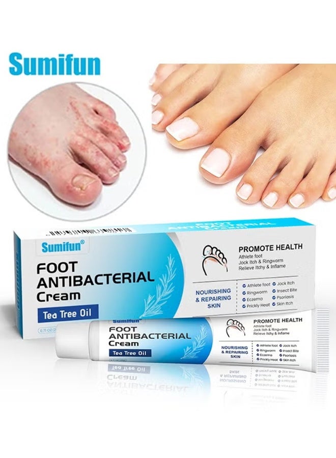 Sumifun Natural Tea Tree Oil Foot Antibacterial Cream for Athlete’s Foot Treatment, Ringworm Relief, Itch Soothing, Odor Control, Cracked Skin Healing and Long-Term Foot Skin Protection - Image 1