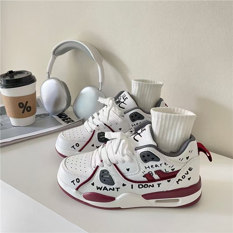 Retro Air Cushion Graffiti Sneakers 2025 New Casual Men''s and Women''s Ins Couple Models Versatile Sports Shoes Men''s Trendy Shoes - Image 4