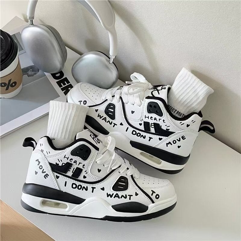 Retro Air Cushion Graffiti Sneakers 2025 New Casual Men''s and Women''s Ins Couple Models Versatile Sports Shoes Men''s Trendy Shoes - Image 3