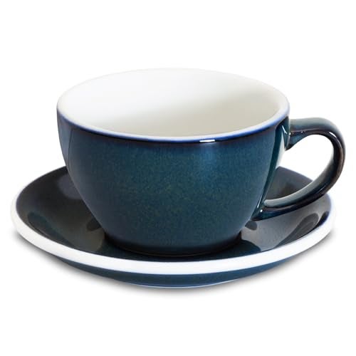 Loveramics Coffee Cup Ceramic 10 oz Latte Art Cup with Saucer for Cappuccino Tea Espresso Thick walled stoneware Cappuccino mug Set for Cafe and Barista Potters Colours Night Sky 10OZ - Image 1