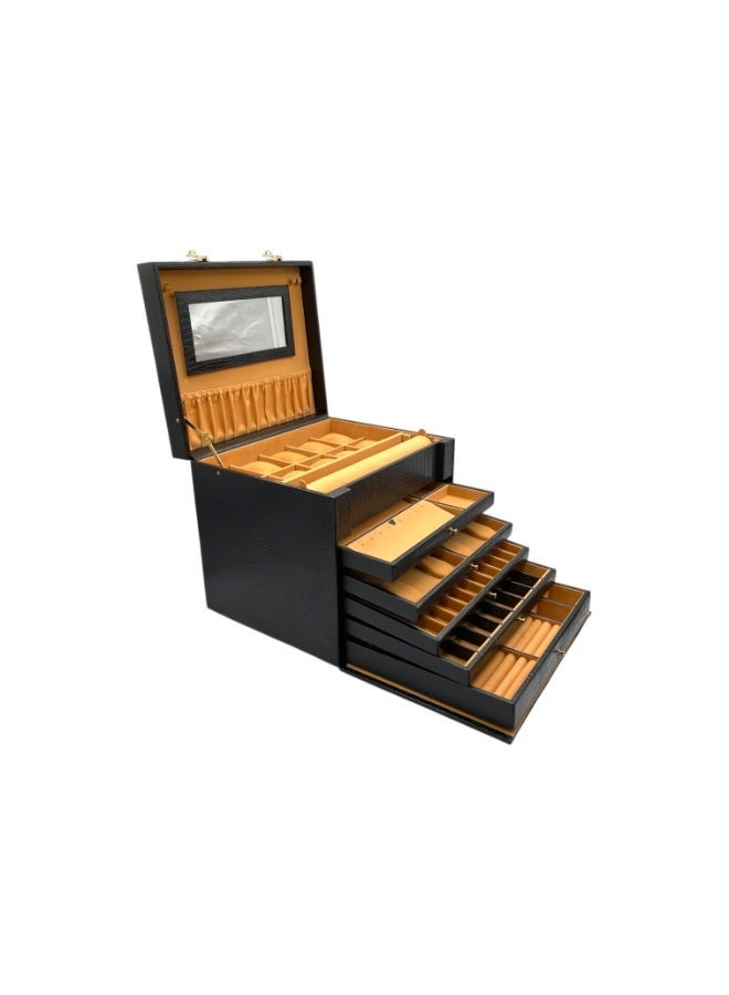 LAVERI LEATHER Genuine Leather Jewellery Box Black - Image 1