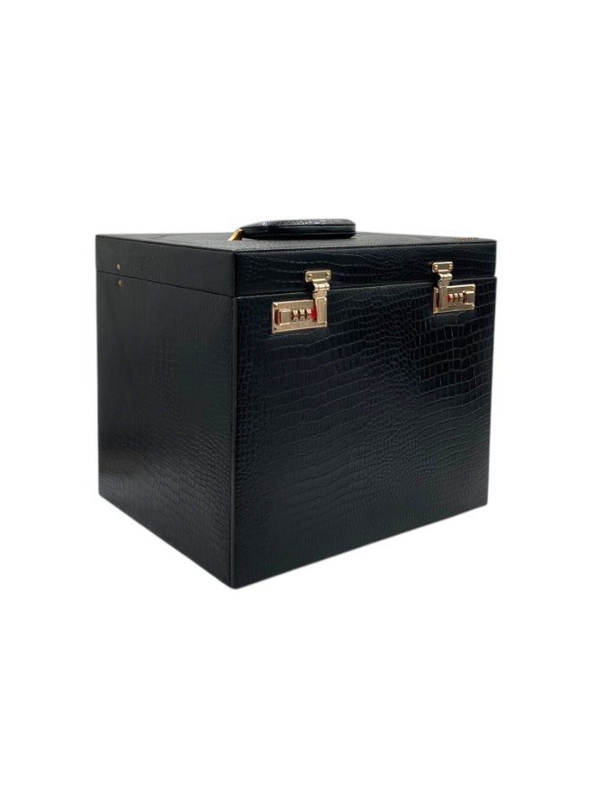 LAVERI LEATHER Genuine Leather Jewellery Box Black - Image 3
