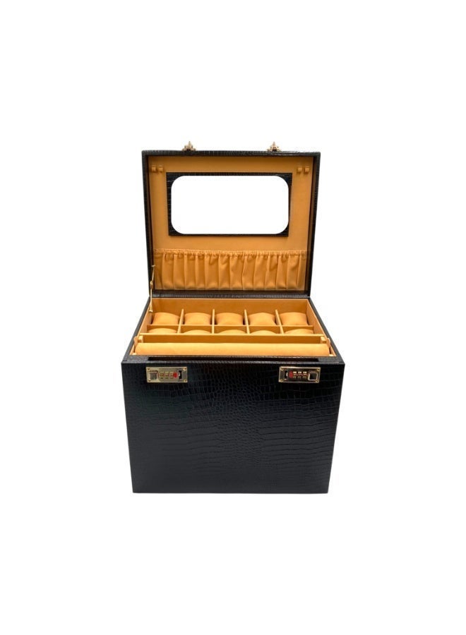 LAVERI LEATHER Genuine Leather Jewellery Box Black - Image 4