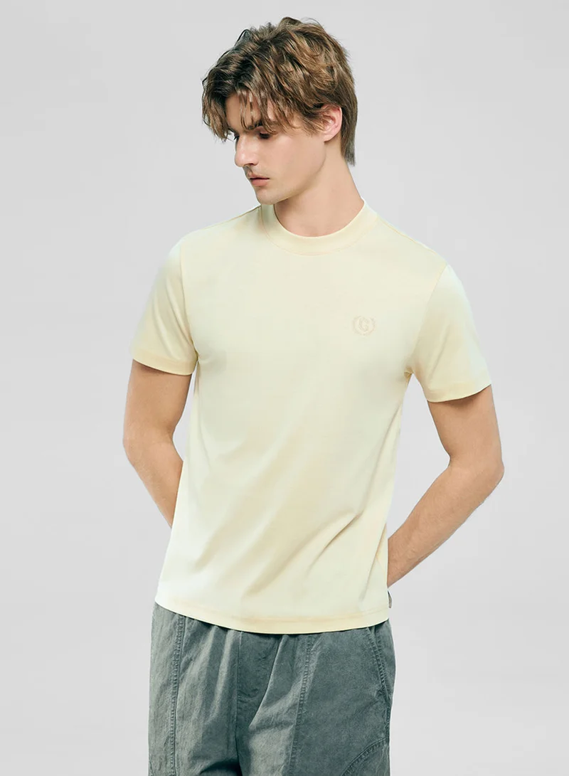 GIORDANO Men's Slim Fit Liquid Touch Cotton Crew Neck Tee