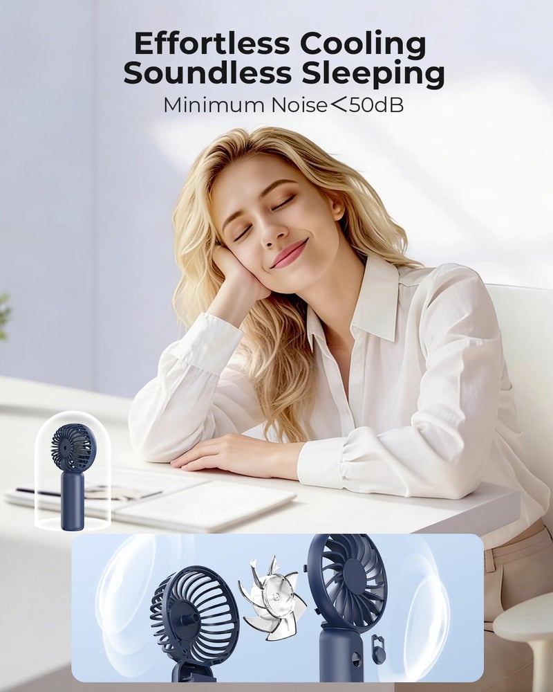 ARCTICOOL Portable Mini Fan - Rechargeable Hand Fan with 3 Adjustable Speeds, 2000mAh Battery, Lightweight Design, Low Noise, and Easy Portability for Indoor and Outdoor Use (Blue) - Image 5