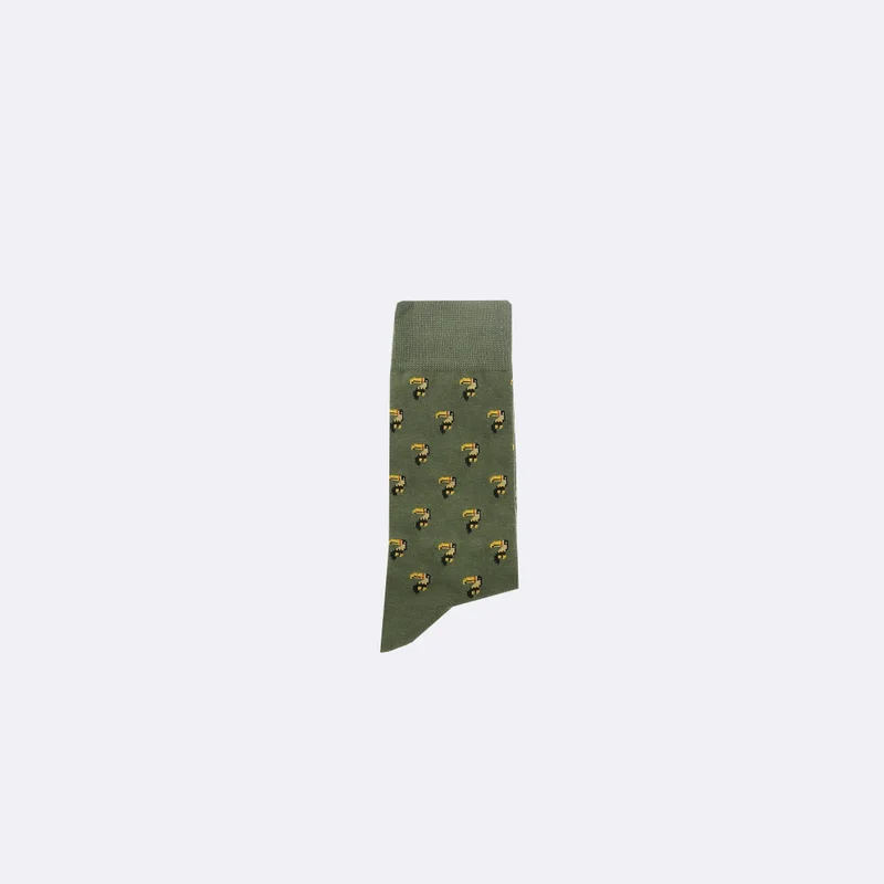 Faguo Set of 3X Socks - Sand and Kaki with Bird and Palm Trees