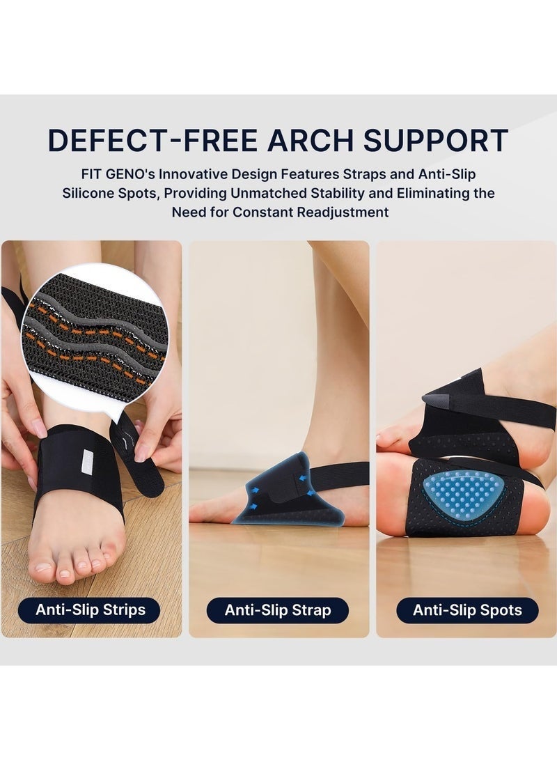 Two-Piece Arch Support Brace for Plantar Fasciitis Relief, Suitable for Flat Feet, High Arches, And Fallen Arches Correction. Wearable Arch Support with Adjustable Straps and Gel Pads. Unisex Design. - Image 2