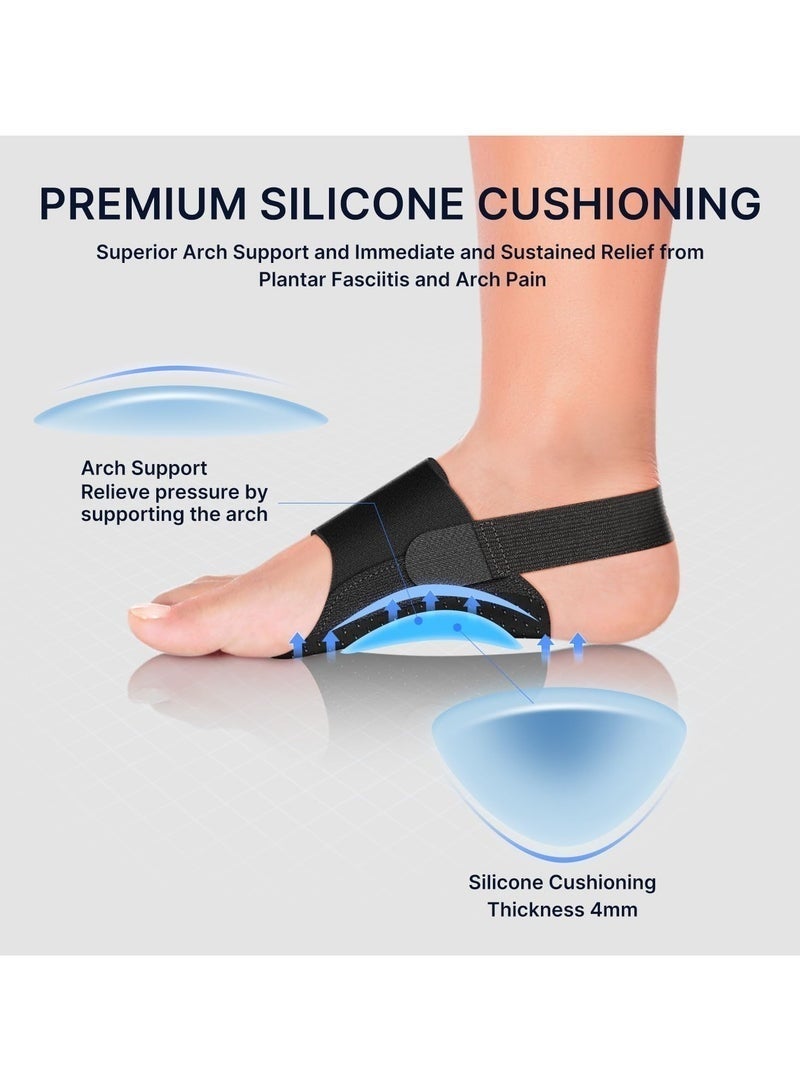 Two-Piece Arch Support Brace for Plantar Fasciitis Relief, Suitable for Flat Feet, High Arches, And Fallen Arches Correction. Wearable Arch Support with Adjustable Straps and Gel Pads. Unisex Design. - Image 3