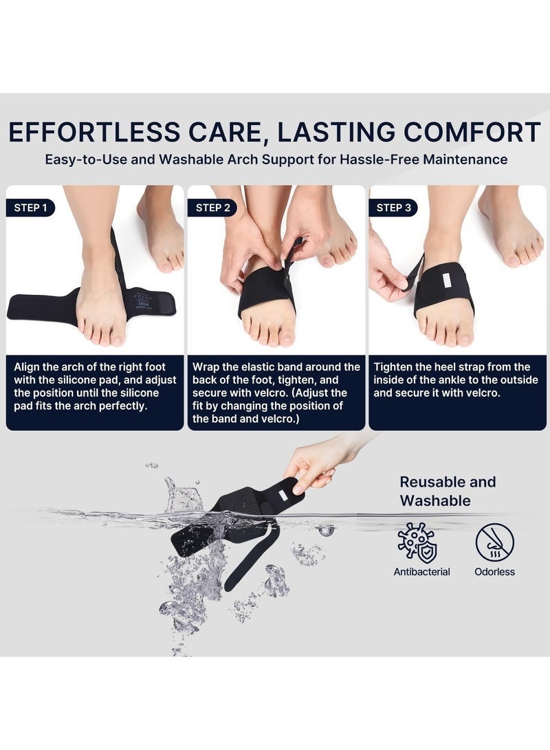 Two-Piece Arch Support Brace for Plantar Fasciitis Relief, Suitable for Flat Feet, High Arches, And Fallen Arches Correction. Wearable Arch Support with Adjustable Straps and Gel Pads. Unisex Design. - Image 5