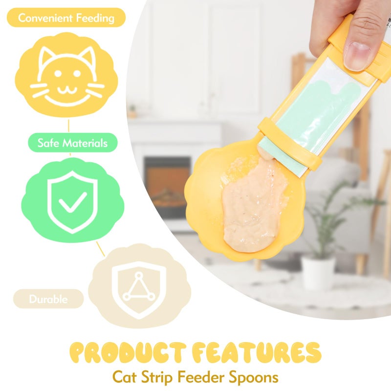 feehope 3PCS Cat Treat Spoon, Lickable Cat Treat Spoon Squeeze, Multi-Function Cats Treats Feeder for Pet Liquid Snack and Wet Food(Beige&Green&Orange) - Image 5
