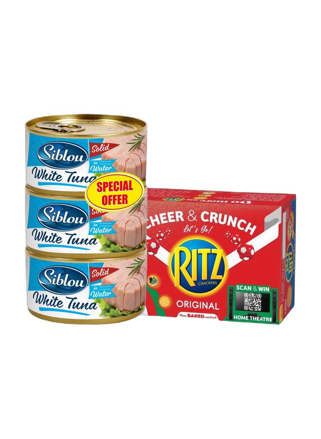 noon White Tuna in Water Triple Pack & Original Crackers Bundle - Image 1