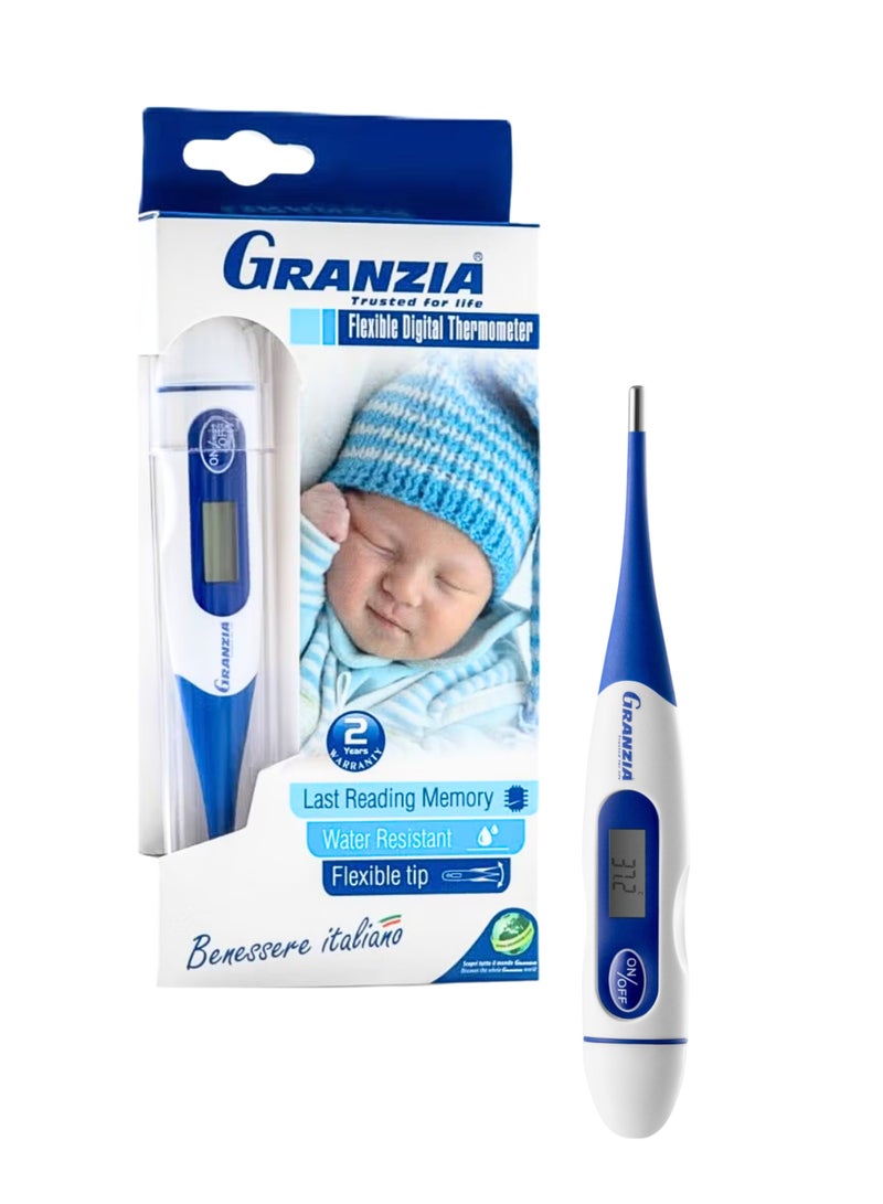  جرانزيا مقياس حرارة رقمي مرن TM-04 للأطفال والبالغين، قراءة سريعة خلال 10 ثوانٍ، دقة عالية، مقاوم للماء، تنبيه للحمى، للاستخدام عن طريق الفم/الإبط/المستقيم، حاصل على شهادة MDR CE - Image 1