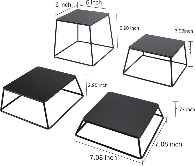 YFEEN Dessert Table Risers Display Stands Food display Black Metal Square Retail Pizza,Cupcake,Candy Stands Food Platter Tray,6x6 INCH,Set of 4 - Image 2