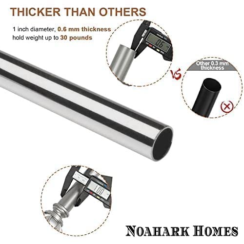 NOAHARK 304 Stainless Steel Curtain Rod Reliable Durable Wardrobe Pipes Shower Rods for Home Office AntiRust Stainless Steel Curtain Pipe for Doors Windows Showers 1 Pipe 3 feet - Image 5