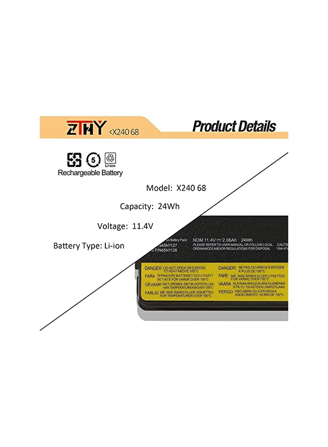 68 45N1126 Laptop Battery Compatible With Lenovo Thinkpad A275 X240 X250 X260 X270 T440 T450 T460 T470P L450 L460 T550 T560 W550 P50S Series 45N1124 45N1136 45N1738 45N1777 11.4V 24Wh 2060Mah