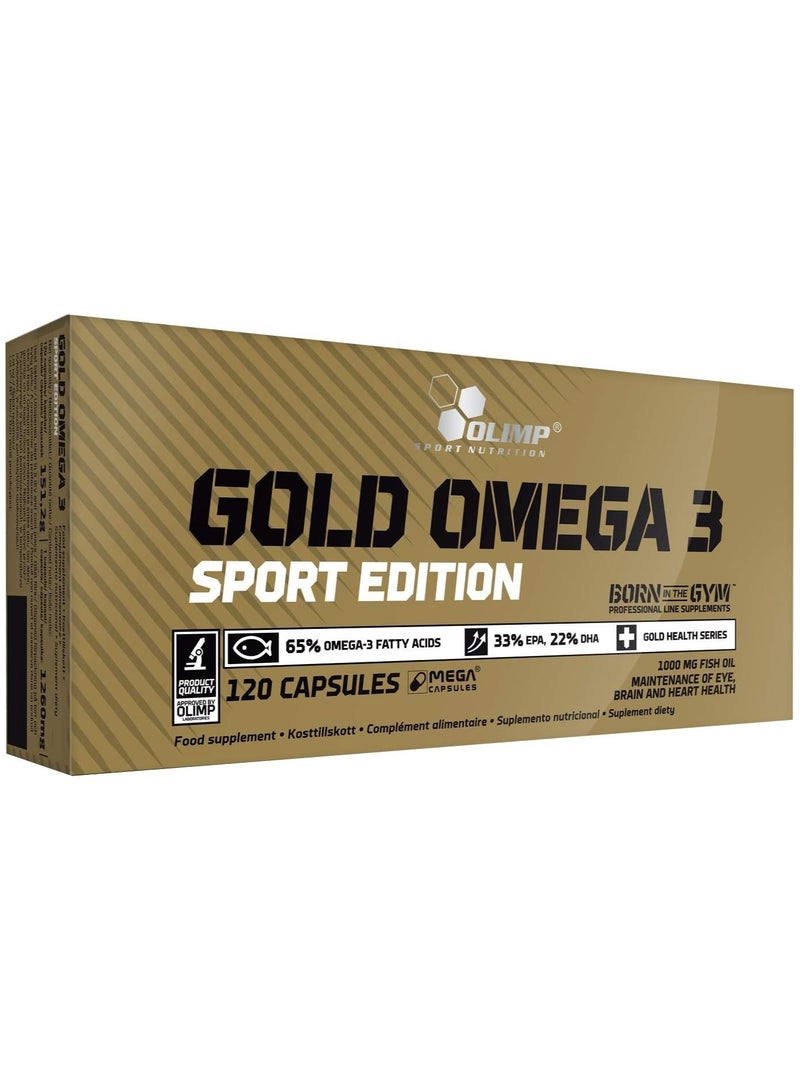عنوان باللغة العربية: "جولد أوميغا 3 - نسخة الرياضة، 120 كبسولة