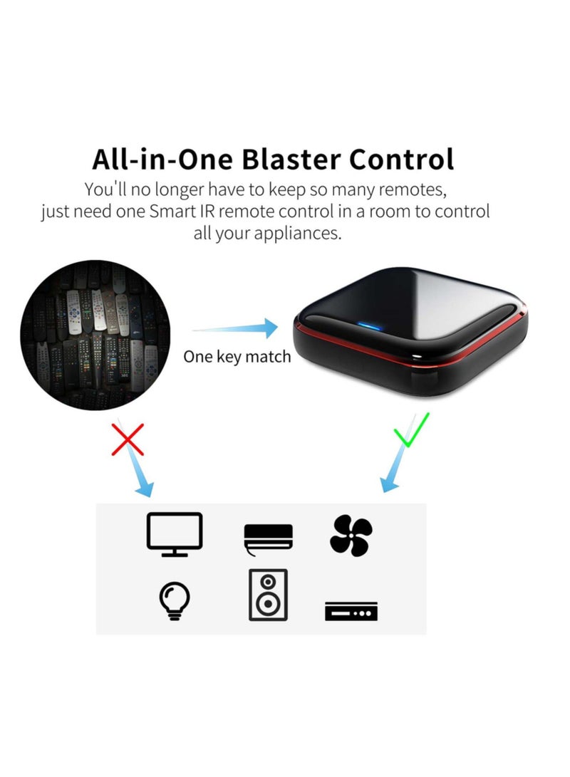 Captaintech Smart Universal WiFi-IR Remote Control: Infrared WiFi Remote Controller, IR/RF Smart Home Hub, IR Emitter and RF Blaster for Fan AC TV DVD, Tuya APP Control, Smart Voice Control, black - Image 4