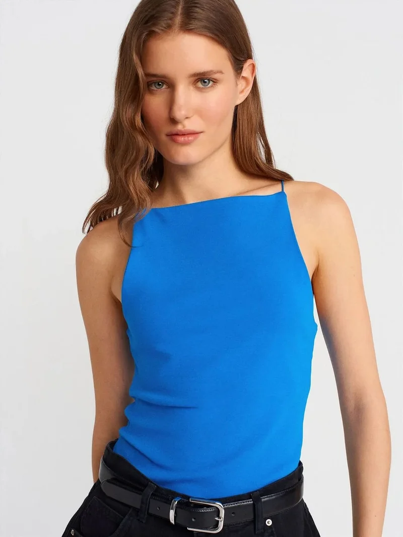 ديلفين DILVIN Slim-Fit Halterneck Jersey Blouse