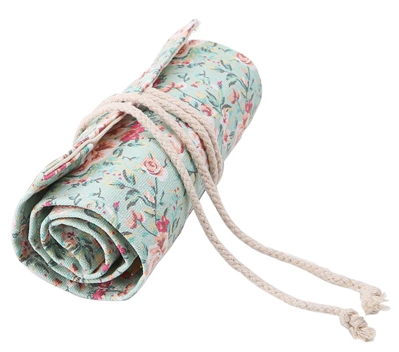 Desi Rang Canvas Roll Up Pencil Case 48 Slot Fabric Wrap Organizer for Colored Pencils, Pens, Brushes Portable Art Supplies Holder for Artists, Students, Travel Durable & Washable Pouch - Image 1