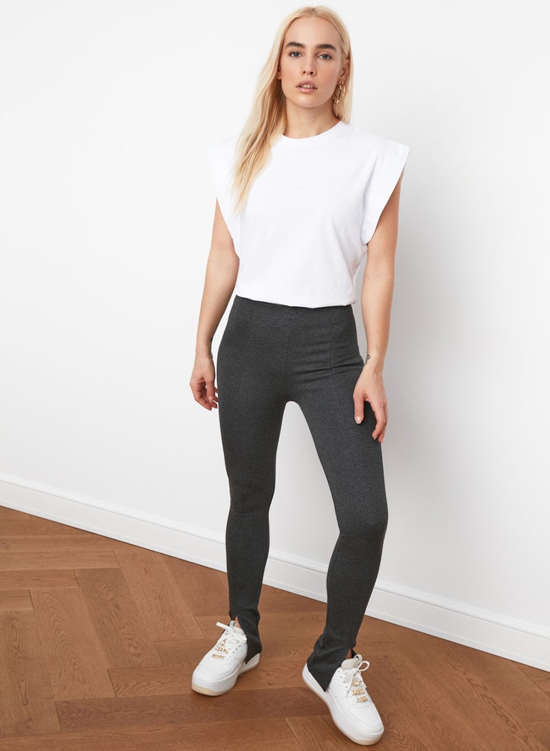 trendyol White Wadding Look Basic Crew Neck Knitted T-Shirt TWOSS20TS0021 - Image 2