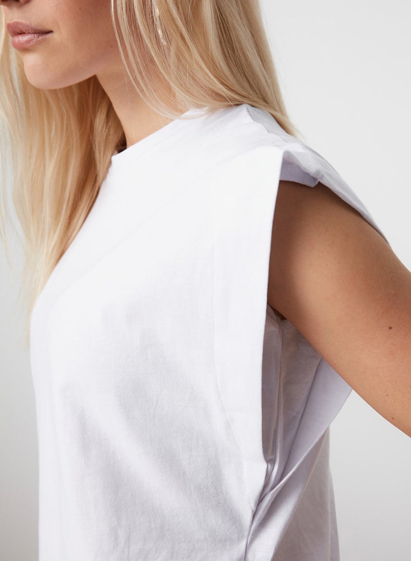 trendyol White Wadding Look Basic Crew Neck Knitted T-Shirt TWOSS20TS0021 - Image 3