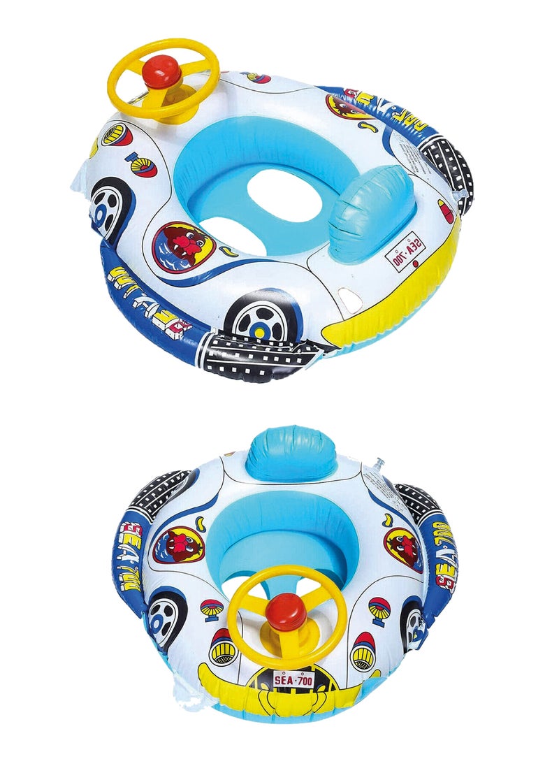 Generic - Swimming boat with inflatable and foldable handlebar, size 70*75 CM, suitable for children aged 1-4 years - Image 1