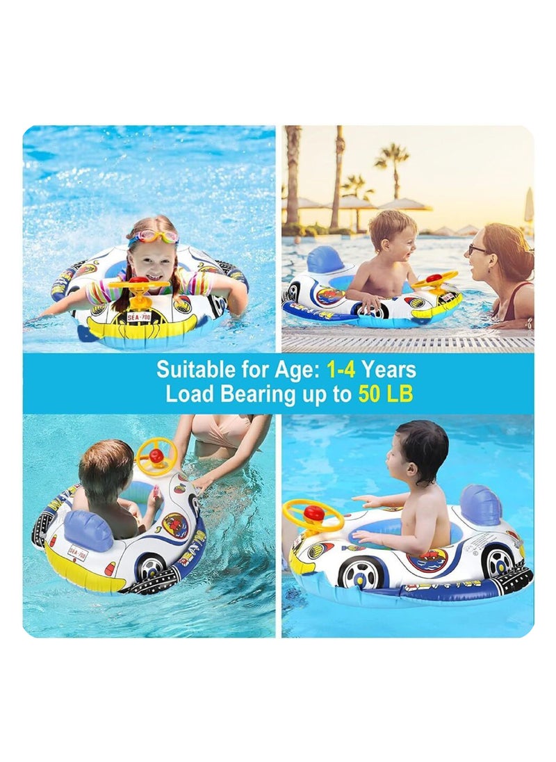 Generic - Swimming boat with inflatable and foldable handlebar, size 70*75 CM, suitable for children aged 1-4 years - Image 1