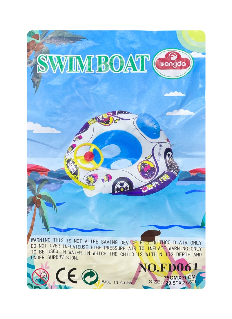 Generic - Swimming boat with inflatable and foldable handlebar, size 70*75 CM, suitable for children aged 1-4 years - Image 1
