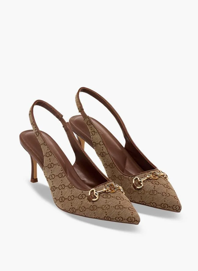 Celeste Women Monogram Print Slingback Shoes