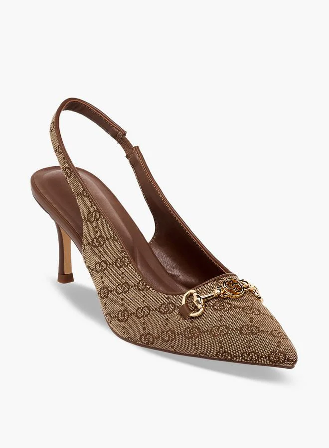 Celeste Women Monogram Print Slingback Shoes