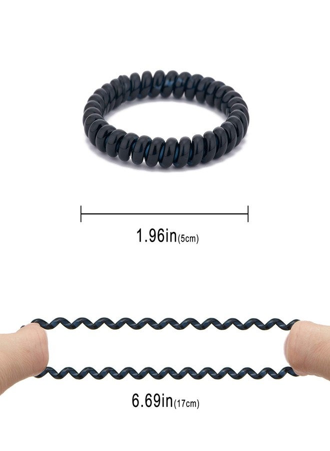 QIUTIMIY Spiral Hair Ties (Thin Black, 12 Pcs) - Plastic Spiral Coil Ponytail Holders for Women, No Crease Phone Cord Ties for All Hair Types - Image 2