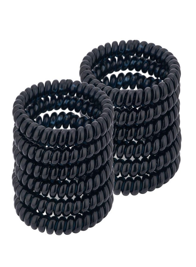 QIUTIMIY Spiral Hair Ties (Thin Black, 12 Pcs) - Plastic Spiral Coil Ponytail Holders for Women, No Crease Phone Cord Ties for All Hair Types - Image 1