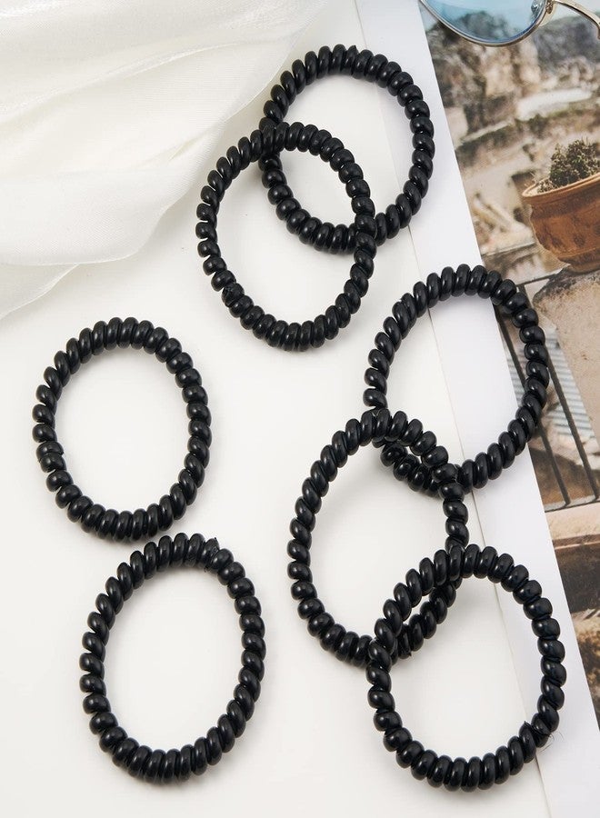 QIUTIMIY Spiral Hair Ties (Thin Black, 12 Pcs) - Plastic Spiral Coil Ponytail Holders for Women, No Crease Phone Cord Ties for All Hair Types - Image 4