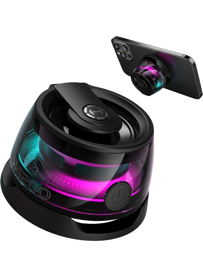 Magnetic Bluetooth Speaker - Portable Phone Stand for iPhone - Gift Ideas - Game Mode - 7H Playtime - 5W Mini Speaker with Lanyard & RGB Night Light for Camping Tents & Desk/Home Decor - Image 1