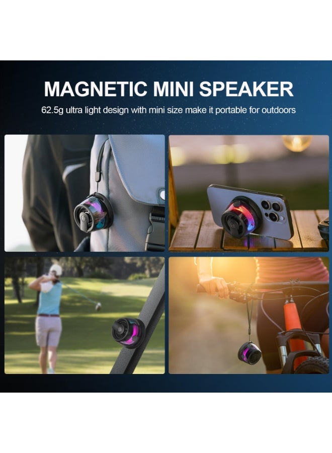 Magnetic Bluetooth Speaker - Portable Phone Stand for iPhone - Gift Ideas - Game Mode - 7H Playtime - 5W Mini Speaker with Lanyard & RGB Night Light for Camping Tents & Desk/Home Decor - Image 2